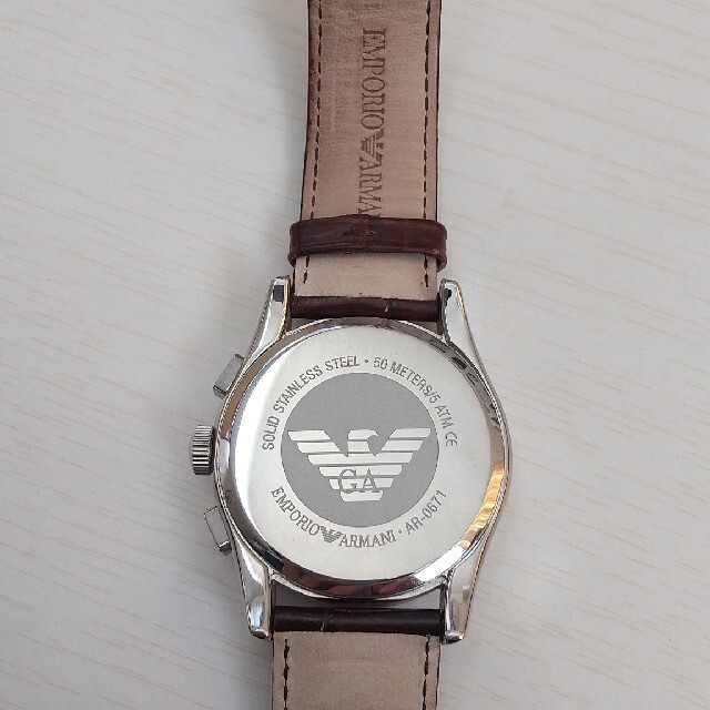 Emporio Armani(エンポリオアルマーニ)のEMPORIO ARMANI エンポリオ アルマーニ 腕時計 ブラウン メンズの時計(レザーベルト)の商品写真