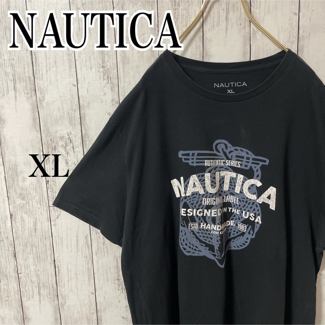 NAUTICA(ノーティカ)のノーティカ メンズ 半袖 tシャツ オーバーサイズ XL ブラック 古着 メンズのトップス(Tシャツ/カットソー(半袖/袖なし))の商品写真