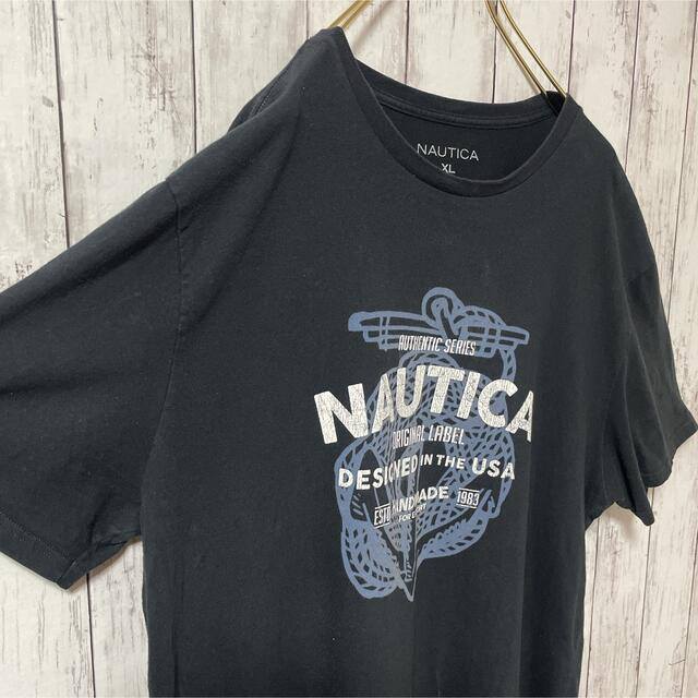 NAUTICA(ノーティカ)のノーティカ メンズ 半袖 tシャツ オーバーサイズ XL ブラック 古着 メンズのトップス(Tシャツ/カットソー(半袖/袖なし))の商品写真