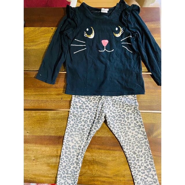 H&M(エイチアンドエム)のH&M 猫ちゃん セットアップ 90 キッズ/ベビー/マタニティのキッズ服女の子用(90cm~)(Tシャツ/カットソー)の商品写真