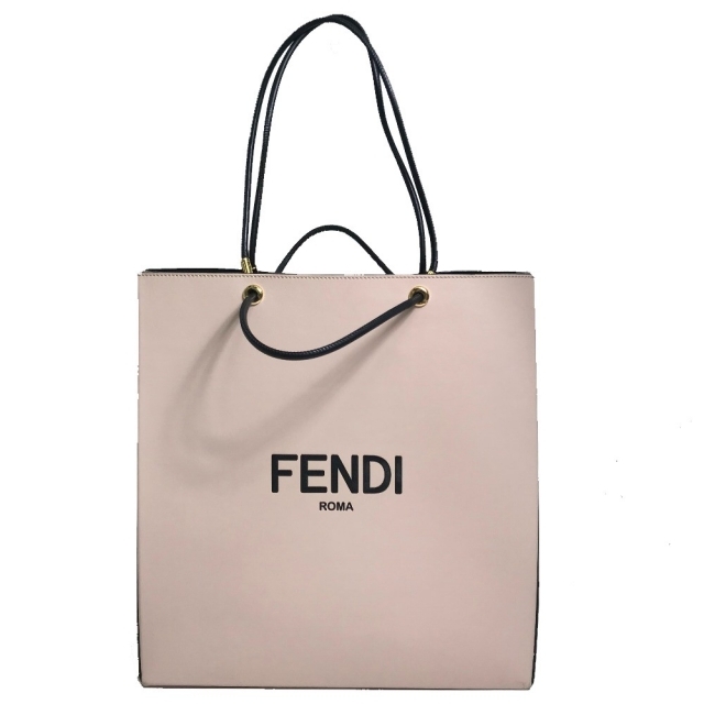 FENDI - フェンディ FENDI ショッピングバッグ 8BH383 ミディアム トートバッグ レザー ピンクベージュ ライトピンク 美品