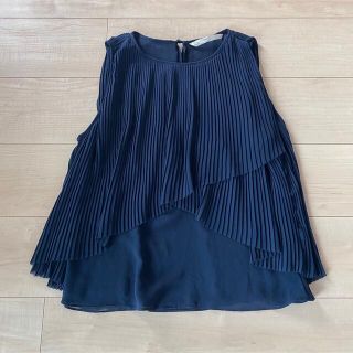 ザラ(ZARA)のザラ　ZARA ネイビー プリーツブラウス(シャツ/ブラウス(半袖/袖なし))