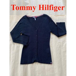 トミーヒルフィガー(TOMMY HILFIGER)のTommy Hilfiger トミー カーディガン 黒 M ブラック 米購入(カーディガン)