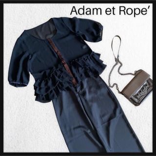 アダムエロぺ(Adam et Rope')のADAM ET ROPE’ アダムエロペ　スパンコール ブラック　ブラウス 38(シャツ/ブラウス(半袖/袖なし))