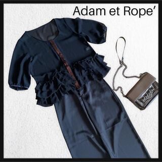 アダムエロぺ(Adam et Rope')のADAM ET ROPE’ アダムエロペ　スパンコール ブラック　ブラウス 38(シャツ/ブラウス(半袖/袖なし))