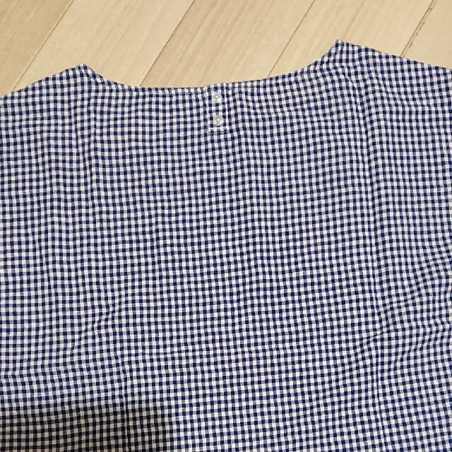 AEON(イオン)のUSED／チェック リネン混オーガニックコットンTシャツブラウス レディースのトップス(シャツ/ブラウス(半袖/袖なし))の商品写真