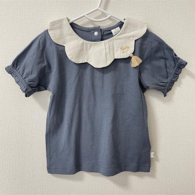 コトリ cottoli スカラップ  木馬 襟 Tシャツ 95 キッズ/ベビー/マタニティのキッズ服女の子用(90cm~)(Tシャツ/カットソー)の商品写真