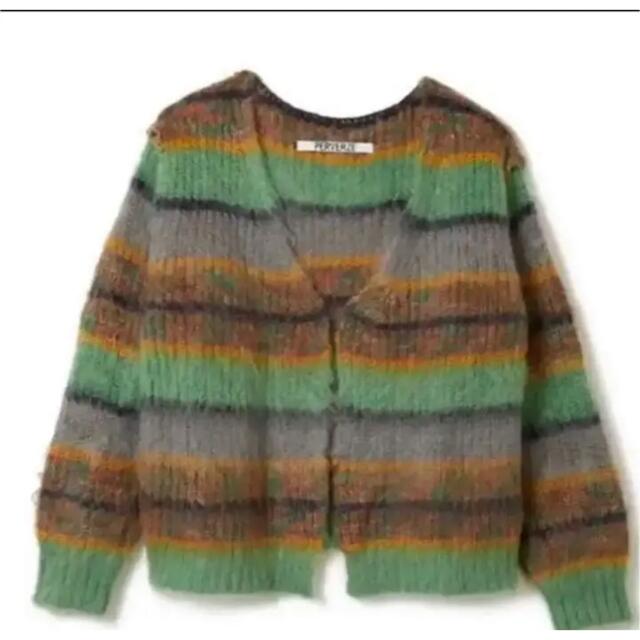 PERVERZE stripe mohair wide cardigan - カーディガン