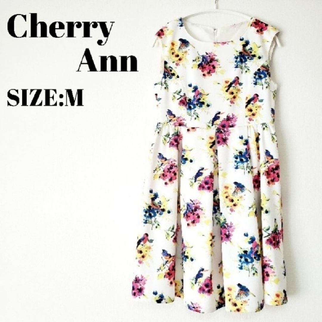 cherry Ann(チェリーアン)のチェリーアン CherryAnn 花柄 ワンピース ノースリーブ 膝丈 白 レディースのワンピース(ひざ丈ワンピース)の商品写真