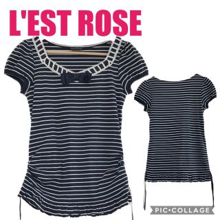 レストローズ(L'EST ROSE)のレストローズアミ　ボーダードロストカットソー(カットソー(半袖/袖なし))