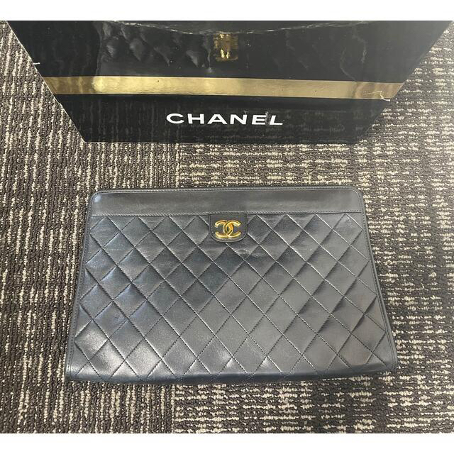 CHANEL 正規品　ヴィンテージ　ココマークプレート　クラッチバッグ　ブラック