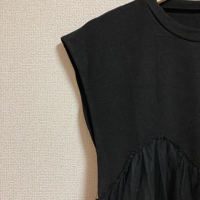 【セレクトモカ】チュールデザインTシャツ レディースのトップス(Tシャツ(半袖/袖なし))の商品写真