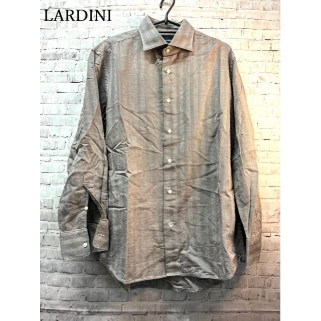 LARDINI　メンズ 　ストライプ長袖シャツ　グレー　41