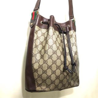 GUCCI グッチ シェリーライン PVCレザー巾着型ショルダーバッグ