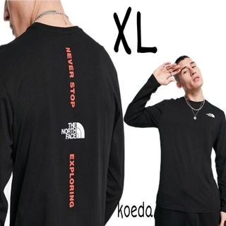 欧州店舗限定◆ノースフェイス　垂直ロゴTシャツ　UK XL  日本XL相当