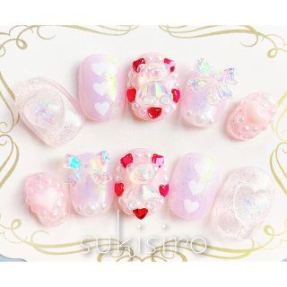 【現品】♡No.2♡ オーロラリボンネイルチップ  