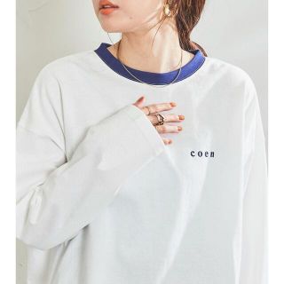 コーエン(coen)のお値下げ中 coen（コーエン）ミニロゴリンガーTシャツ オフホワイト Mサイズ(Tシャツ(長袖/七分))