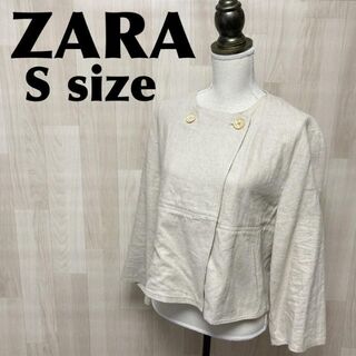 ザラ(ZARA)の【高級】完売品 ZARA ザラ リネンブレンド クロップドジャケット ノーカラー(ノーカラージャケット)