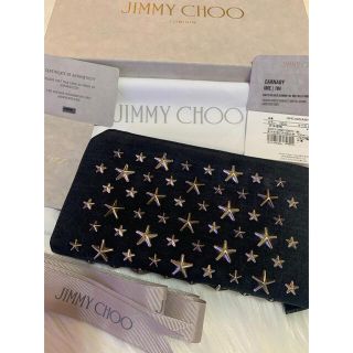 ジミーチュウ(JIMMY CHOO)のジミーチュウCARNABY.IMEデニムスエードネイビーシルバーガンメタル、中古(長財布)