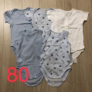 ユニクロ(UNIQLO)のユニクロ　アカチャンホンポ　ロンパース肌着　半袖　ノースリーブ　80(肌着/下着)