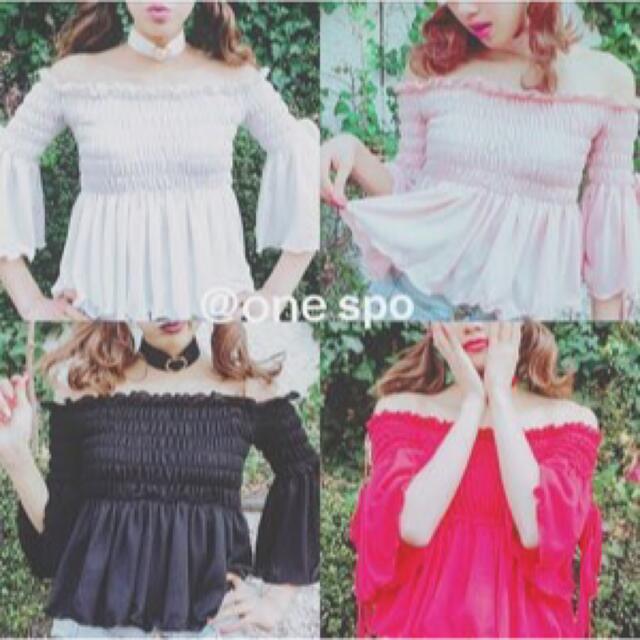 one spo(ワンスポ)のone spo 💗シャーリングリボントップス レディースのトップス(カットソー(長袖/七分))の商品写真