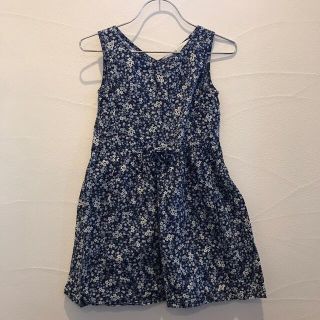 エイチアンドエム(H&M)のH&M 花柄ワンピース ノースリーブ コットン100% ブルー 120cm(ワンピース)