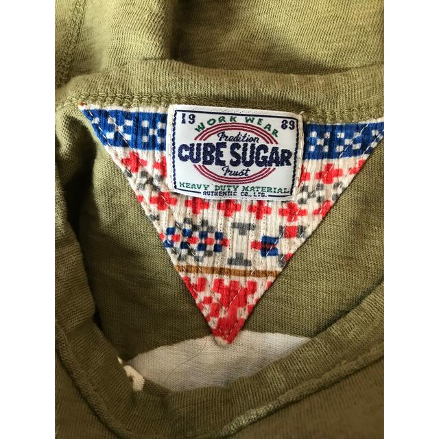 CUBE SUGAR(キューブシュガー)の美品 cube sugar キューブシュガー スラブ天竺ウォッシュクルーTシャツ レディースのトップス(Tシャツ(長袖/七分))の商品写真