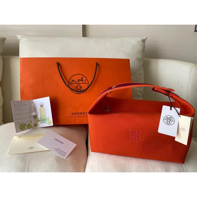 送料込】 Hermes - オレンジ エルメス ブリッドアブラック GM ポーチ