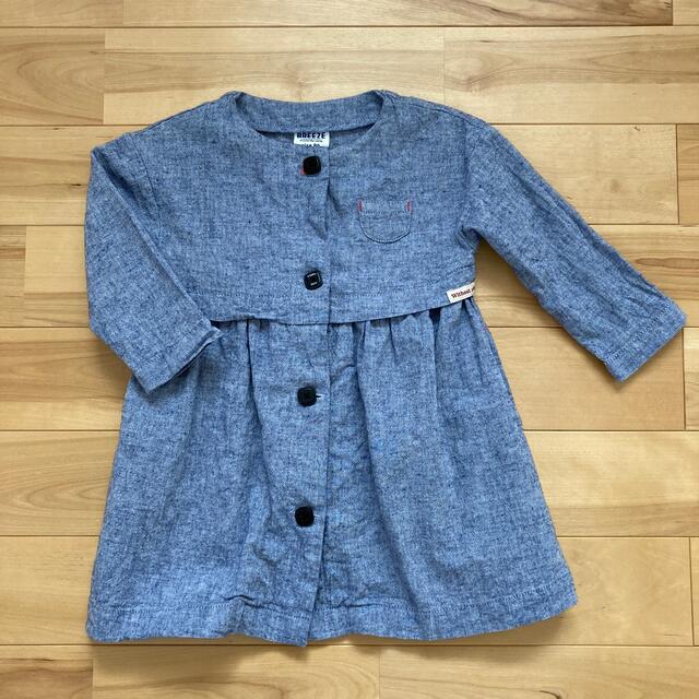 BREEZE(ブリーズ)のブリーズ　デニムワンピ　シャツワンピース　90 キッズ/ベビー/マタニティのキッズ服女の子用(90cm~)(ワンピース)の商品写真