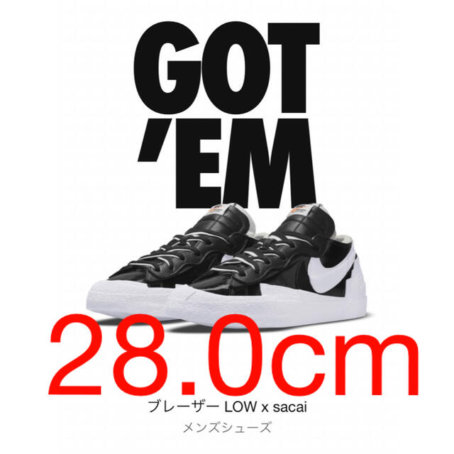 sacai × Nike Blazer Low Black 28 US10