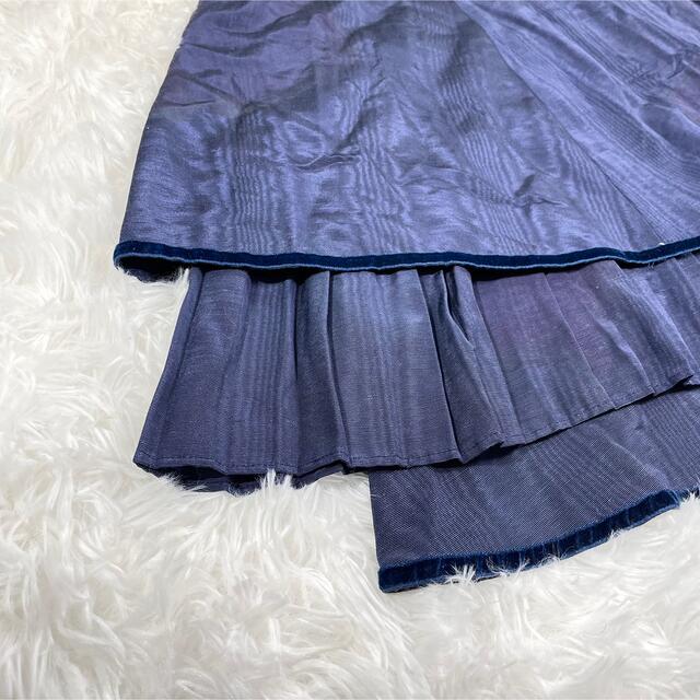 【新品未使用】希少　ケンゾー　スカート　ストライプ　3重　フレア　紫　紺 1