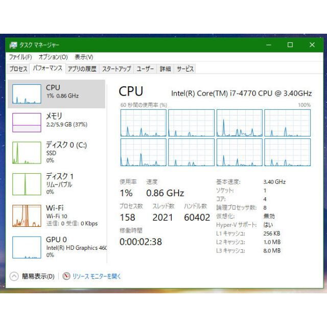 CPU Intel Core i7-4770 動作品