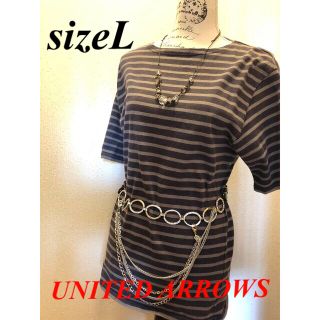 ユナイテッドアローズ(UNITED ARROWS)のユナイテッドアローズ★グレー地ボーダーTシャツ★sizeL(Tシャツ(半袖/袖なし))