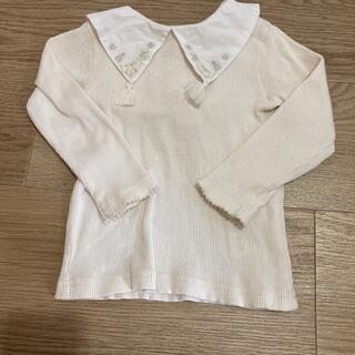 フタフタ(futafuta)のcottoli コトリ　刺繍　タッセル　長袖　トップス　オフホワイト90(Tシャツ/カットソー)