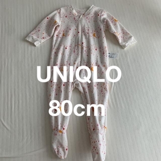 ユニクロ(UNIQLO)のUNIQLOBABY ユニクロベビー80cm星柄ホワイトフリースカバーオール白(カバーオール)