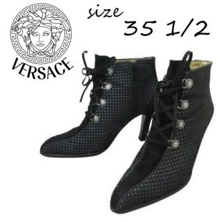 ヴェルサーチ(VERSACE)のヴェルサーチ サンバースト ショートブーツ ブーティ 太陽 レースアップ ヒール(ブーティ)