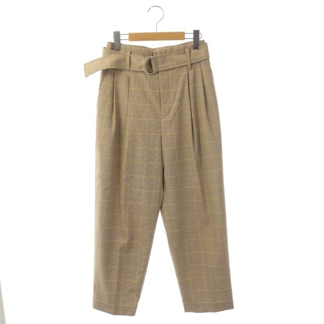 キャリーマン アダムエロペ 18SS テーパードパンツ チェック 36 茶 黄