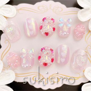 【現品】♡No.2♡ オーロラリボンネイルチップ  