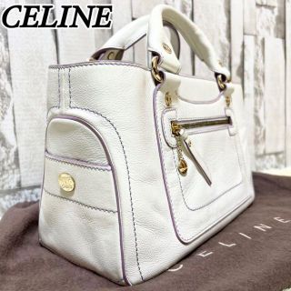 セリーヌ トリオ バッグ(ホワイト/白色系)の通販 100点以上 | celine 全国送料無料 CELINE ブランド 白 ロゴ金具 シボ革 レザー ブギーバッグ トリオンフ ハンドバッグ