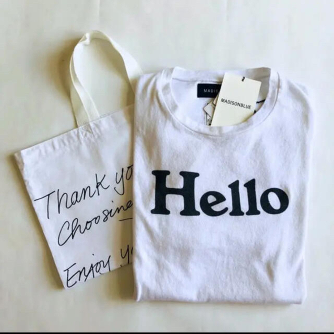 マディソンブルー Hello ハロー　Tシャツ　白　ホワイト　01