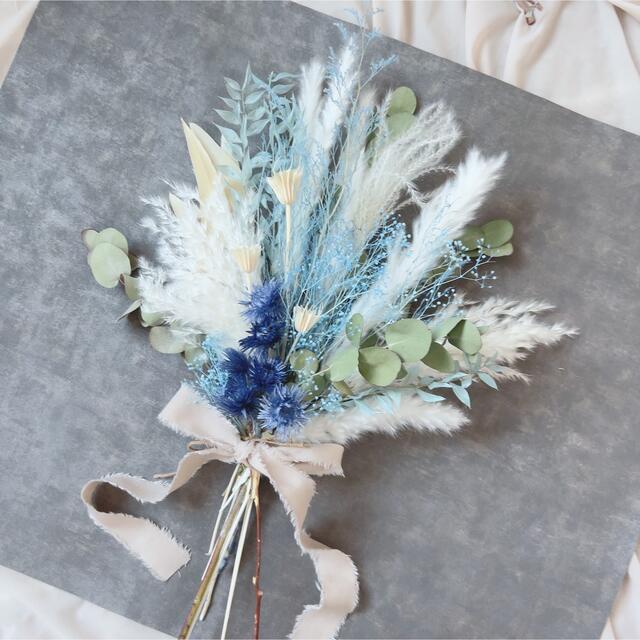 ウェディングDaisyblue＆ white bouquet