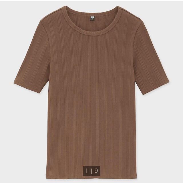 UNIQLO(ユニクロ)の【一度のみ着用】ユニクロ　ランダムリブクルーネックT XL  ベージュ レディースのトップス(Tシャツ(半袖/袖なし))の商品写真