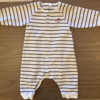 プチバトー(PETIT BATEAU)の【PETITBATEAU】〈美品〉プチバトー/ボーダーカバーオール(カバーオール)