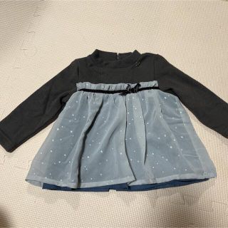 プティマイン(petit main)の新品美品　プティマイン　星柄シフォンドッキングチュニック(Tシャツ/カットソー)