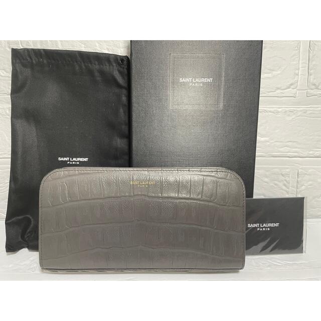 Saint Laurent - SAINT LAURENT 長財布 ラウンドファスナー クロコ調