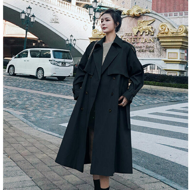 【試着のみ】トレンチコート　スプリングコート　韓国 レディースのジャケット/アウター(トレンチコート)の商品写真