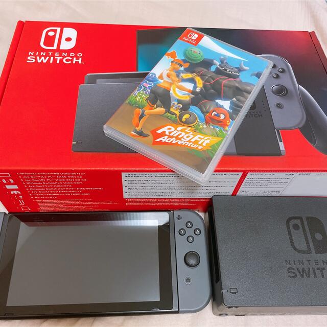 【2個】新品 新型 Nintendo Switch 本体 グレー&リングフィット