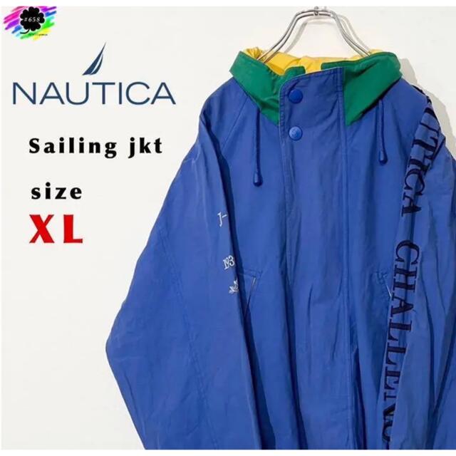 NAUTICA ノーティカ 刺繍 セーリングジャケット ブルー  XL