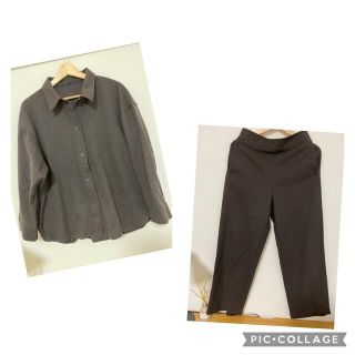 ユニクロ(UNIQLO)のUNIQLOブラッシュドジャージーシャツ&パンツセットアップ可(セット/コーデ)