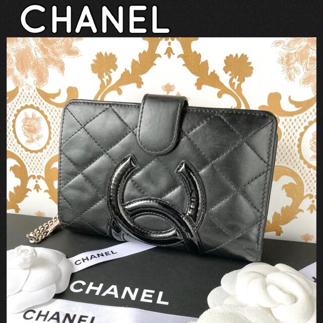 CHANEL(シャネル)のxyz様専用 シャネル 折財布 カンボン ラムスキン ブラック ピンク レディースのファッション小物(財布)の商品写真